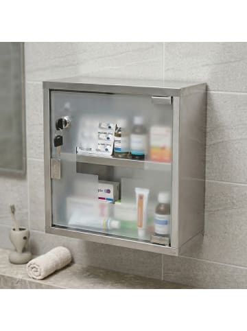 relaxdays Medizinschrank in Silber - (B)30 x (H)30 x (T)12 cm