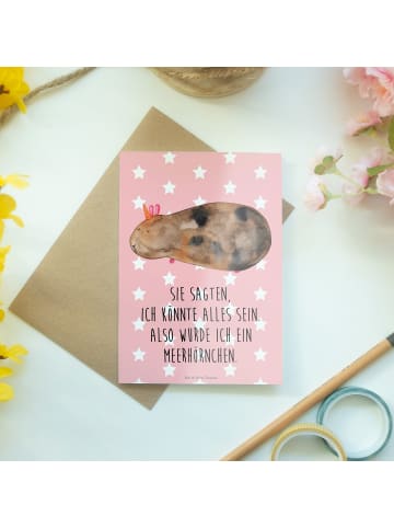 Mr. & Mrs. Panda Glückwunschkarte Einhorn Meerschweinchen mit Sp... in Rot Pastell