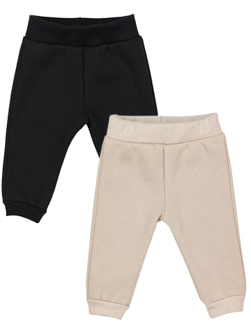 TupTam Baby Jungen Hosen Fleece Angeraut Winter 2er Pack in beige/schwarz