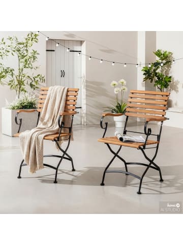 home24 Gartenstuhl Tuscany II (2er-Set) in Akazie Schwarz