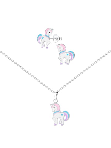 Alexander York Kinderschmuck-Set EINHORN HERZ hellrosa in 925 Sterling Silber, 4-tlg.