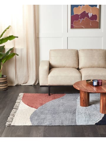 Beliani Kurzflor XINALI in Blau/Rot/Beige - (W) 140 x (L) 200 cm