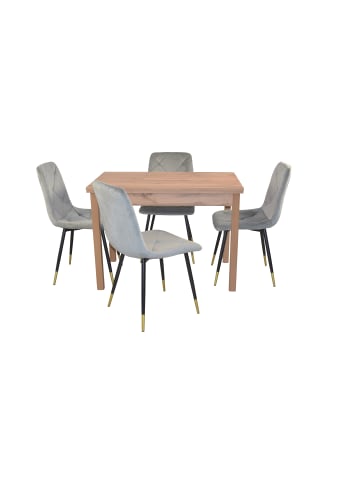 möbel-direkt 5tlg. Tischgruppe bestehend aus Esstisch und 4 Stühlen in grau