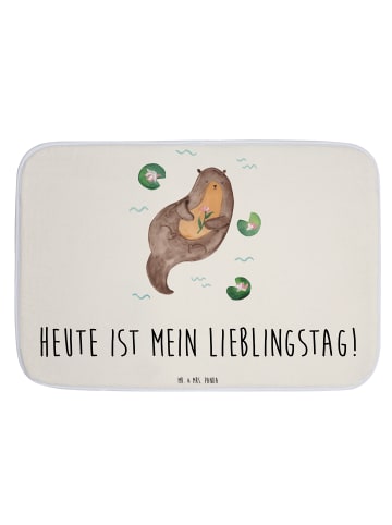 Mr. & Mrs. Panda Duschvorleger Otter Seerose mit Spruch in Weiß