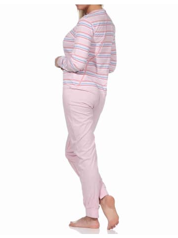 NORMANN Pflegeoverall langarm Reissverschluss Streifen - 73720 in rosa