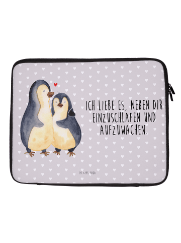 Mr. & Mrs. Panda Notebook Tasche Pinguine Einschlafen mit Spruch in Grau Pastell