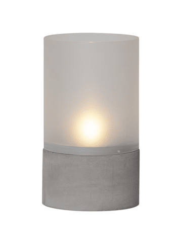 STAR Trading LED Tischkerze ,Cemmy', Glaszylinder, Betonsockel, 18cm