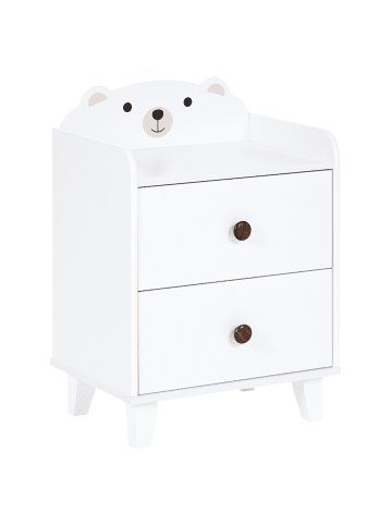 Beliani Nachttisch MIMILI in Weiß/Braun - (W) 40 x (H) 56 x (L) 30 cm