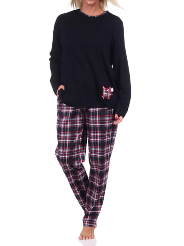 NORMANN Pyjama lang Karohose - 69304 in schwarz