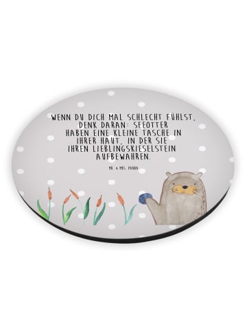 Mr. & Mrs. Panda Rund Magnet Otter Stein mit Spruch in Grau Pastell