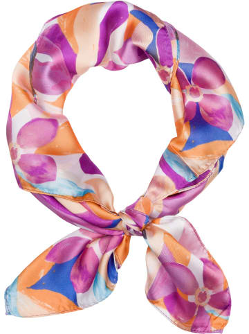 styleBREAKER Halstuch mit Blumen Muster in Violett-Orange-Blau
