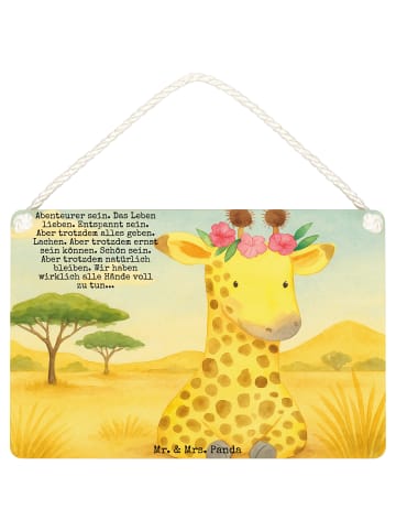 Mr. & Mrs. Panda Schild Giraffe Blumenkranz Design mit Spruch in Weiß