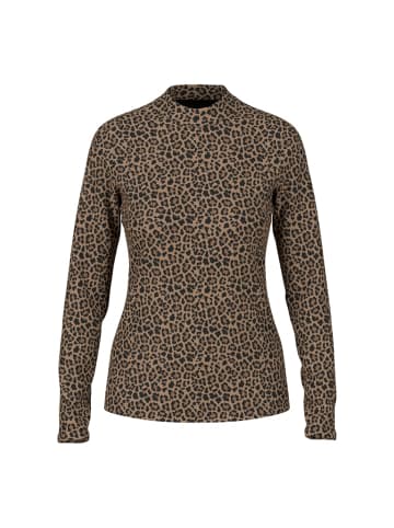 MARC CAIN Tailliertes Langarmshirt – Leo-Print in Braun