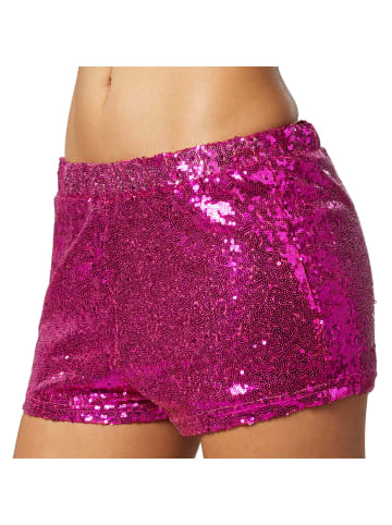 tectake Shorts mit glänzenden Pailletten, pink