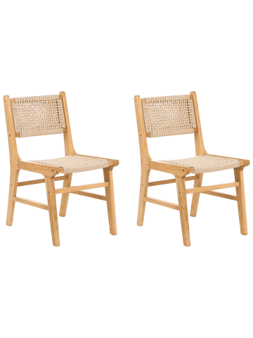 Beliani 2er-Set Esszimmerstuhl OZELLA in Braun/Beige