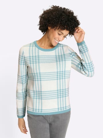 Sieh an! Rundhals-Pullover in ozean-ecru-gemustert