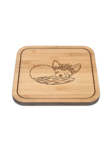 Mr. & Mrs. Panda Kunststoff-Untersetzer Wüstenfuchs Blumen ohne ... in Transparent