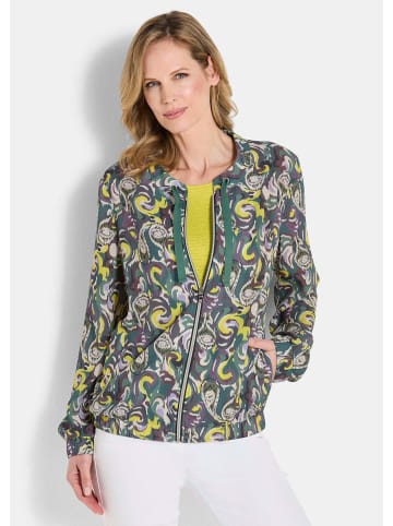 GOLDNER Blouson Sportliche Viskosejacke, Allover-Print in grün / gemustert