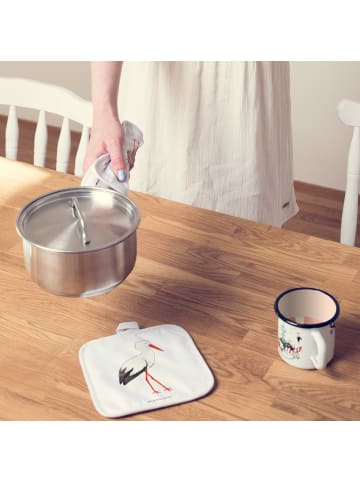 Mr. & Mrs. Panda Topflappen Storch ohne Spruch in Weiß