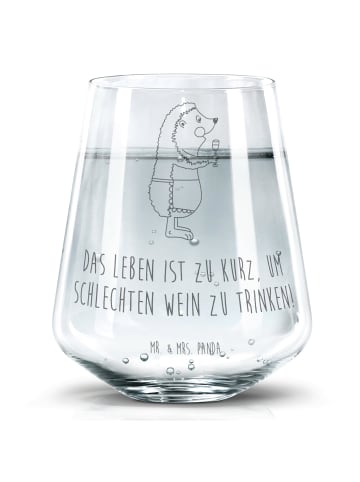 Mr. & Mrs. Panda Trinkglas Igel Wein mit Spruch in Transparent