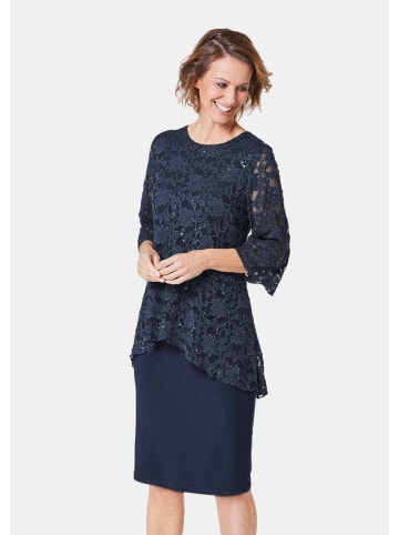 GOLDNER Kleid Kleid mit feinem Spitzenüberwurf in mitternachtsblau