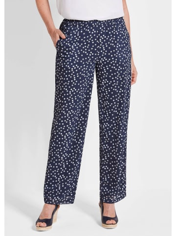 GOLDNER Kurzgröße:  Luftige Hose VERA mit Tupfenmuster in marine / gemustert