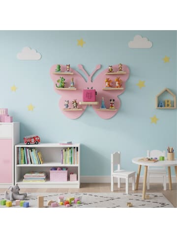 relaxdays Toniebox Regal "Schmetterling" in Rosa - (B)59 x (H)45 x (T)15 cm