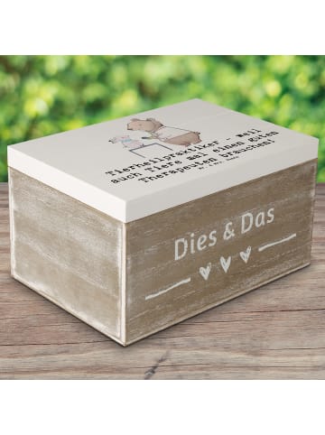 Mr. & Mrs. Panda Holzkiste Tierheilpraktiker mit Spruch in Weiß