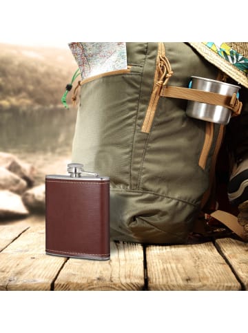 relaxdays 3x Flachmann in Braun - Je 200 ml