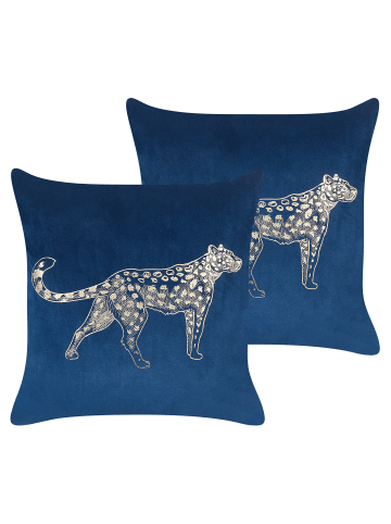 Beliani 2er-Set Dekokissen MARULA in Blau/Gold