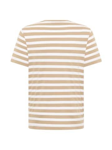 ELBSAND T-Shirt Noe in Desert Brown + Bright White STRIPE