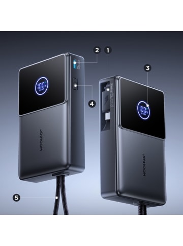 COFI 1453 JR-PR1 10000mAh 22,5W Powerbank mit integriertem einziehbarem in Schwarz