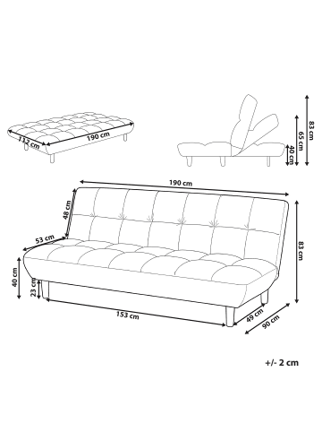 Beliani Schlafsofa RISOR in Braun - (W) 190 x (H) 83 x (L) 90 cm
