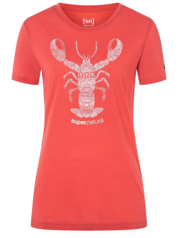 super.natural Merino T-Shirt TATTOOED LOBSTER in rot