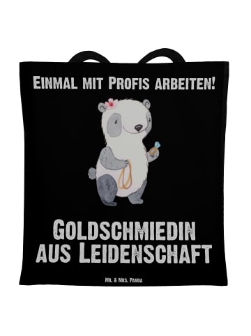 Mr. & Mrs. Panda Jutebeutel Goldschmiedin Leidenschaft mit Spruch in Schwarz