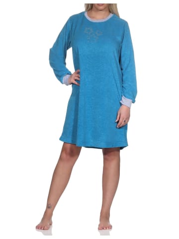 NORMANN Frottee Nachthemd Loungewearr Sternen - 82065 in türkis