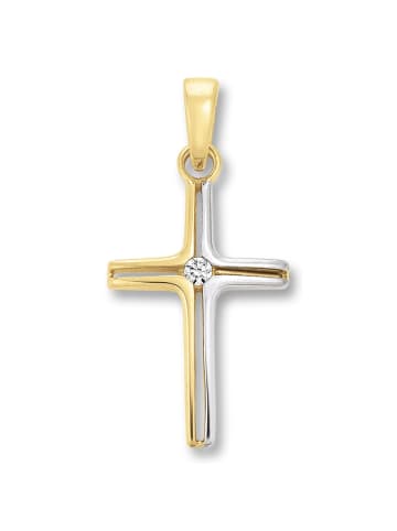 ONE ELEMENT  Zirkonia Kreuz Anhänger aus 333 Gelbgold in gold