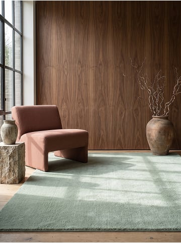 KADIMA DESIGN Hochflorteppich Antirutsch Uni ALDAN Polyester Grün 140 x 200 cm in Grün