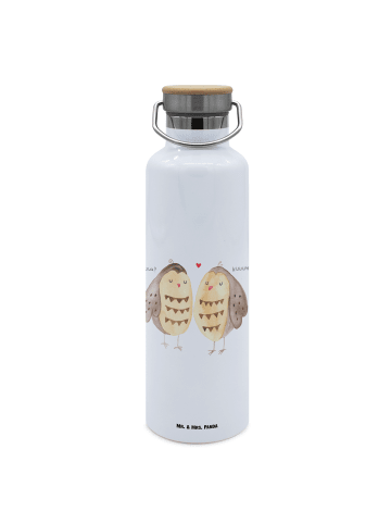 Mr. & Mrs. Panda Wasserflasche Eulen Liebe ohne Spruch in Weiß