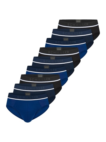 Schiesser Rio Slip / Unterhose 95/5 Organic Cotton in Blau / Schwarz