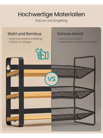 SONGMICS Gewürzregal Bystro in Schwarz-Naturfarben - (B)39.5 x (H)19.5 x (T)9 cm