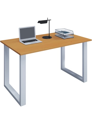 VCM  Schreibtisch Bürotisch Computertisch 110x80 Lona U in Weiß / Buche