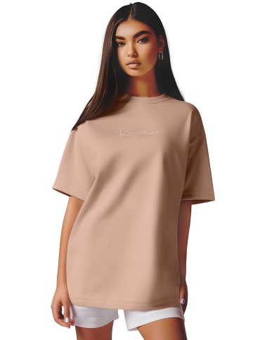 Reichstadt Reichstadt Oversized T-Shirt Damen Brand Stick 23RSW044 Warm Brown L