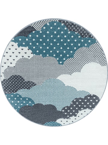KADIMA DESIGN Kinderteppich Waschbar Wolken COGNE Strapazierfähig OEKO-TEX in Blau