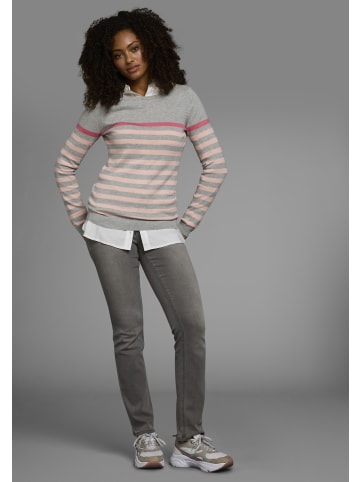 AJC Strickpullover in grau-rosa-himbeere