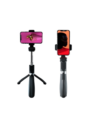 XO XO SS08 Selfie-Stick Handyhalterung und Bluetooth-Stativ 68cm Schwarz in Schwarz