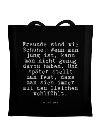 Mr. & Mrs. Panda Shopping Tasche Freunde sind wie Schuhe.... mit... in Schwarz