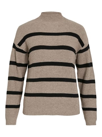Vila Streifen Strickpullover Stehkragen Sweater VIRIL in Braun