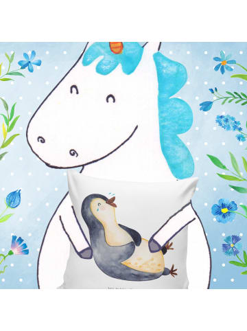 Mr. & Mrs. Panda kissen bedruckt Pinguin Lachen ohne Spruch in Weiß