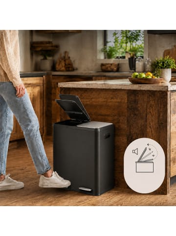relaxdays Mülleimer in Schwarz - 2x 30 l